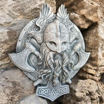 Gartenfigur Wandbild Odin
